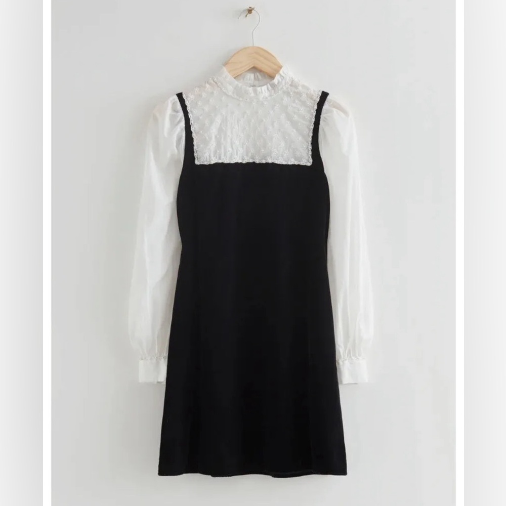 & Other Stories Velvet Pearl Embellished Dress NWT